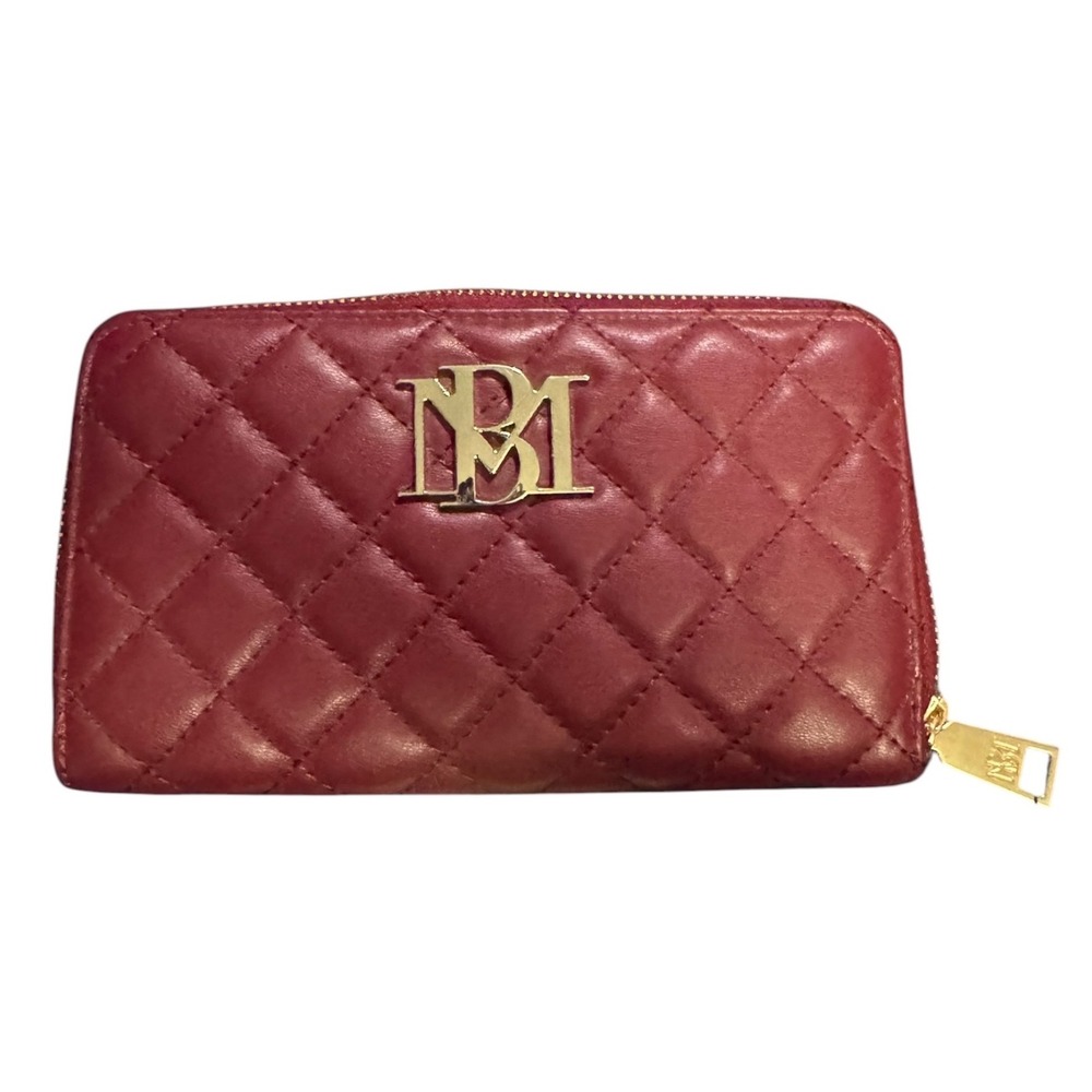 Badgley Mischka Wine Diamond Quilted Long Zip Around Wallet BM-4087 NEW